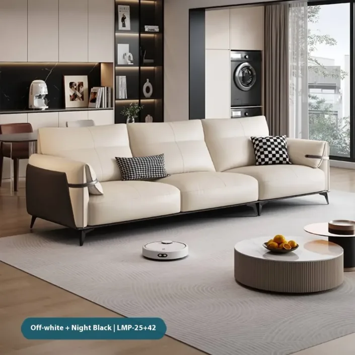 Globe Furnishings - Italian minimalist luxury straight-line genuine leather sofa Globe Furnishings - Italian minimalist luxury straight-line genuine leather sofa