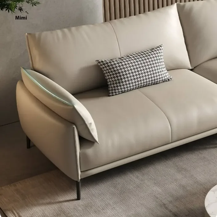 Globe Furnishings - Italian Minimalist Top-Grain Leather Designer Sofa Globe Furnishings - Italian Minimalist Top-Grain Leather Designer Sofa