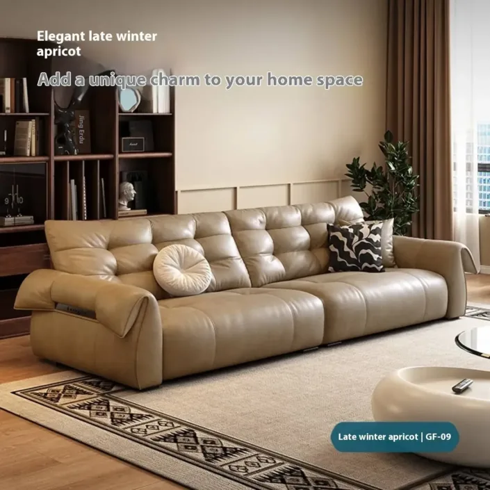 Globe Furnishings - Oil Wax Leather Extra Deep Seat Straight Row Swan Leather Sofa Globe Furnishings - Oil Wax Leather Extra Deep Seat Straight Row Swan Leather Sofa