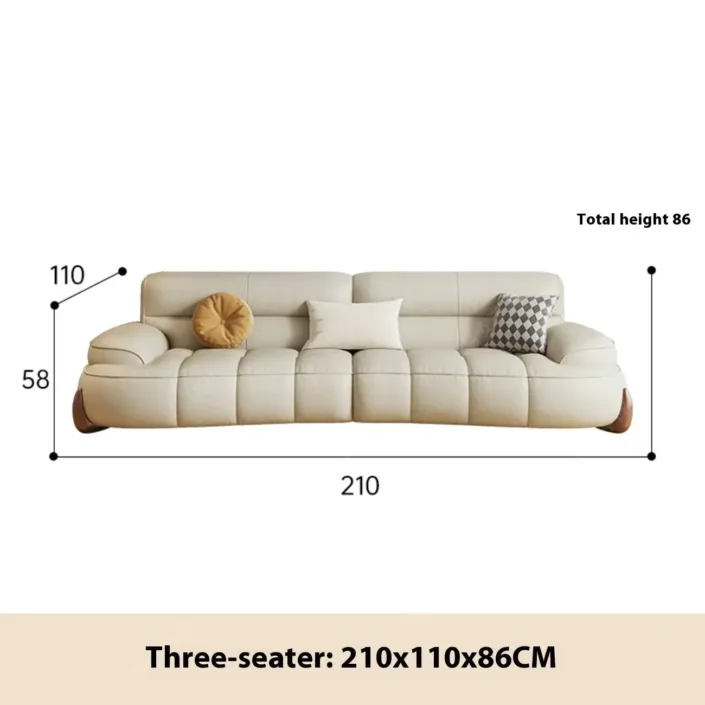 Globe Furnishings - Creamy wind piano key arc-shaped leather sofa Globe Furnishings - Creamy wind piano key arc-shaped leather sofa