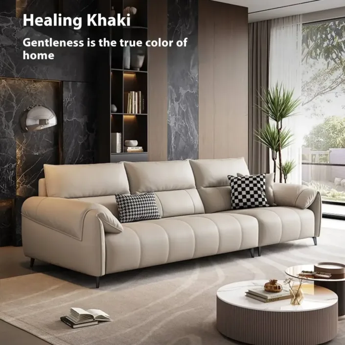 Globe Furnishings - Italian minimalist elephant ear genuine leather sofa Globe Furnishings - Italian minimalist elephant ear genuine leather sofa