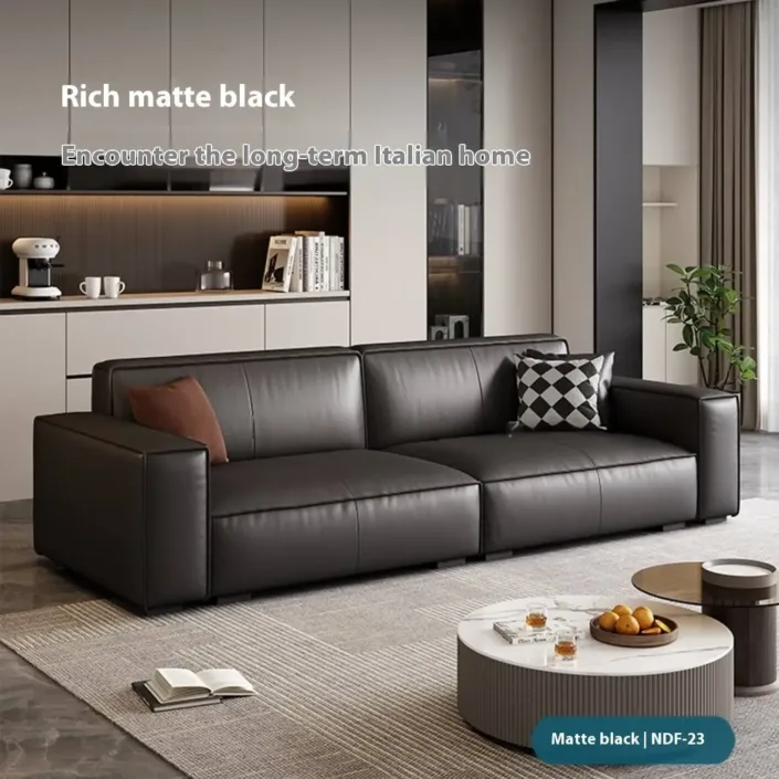Globe Furnishings - Italian-Style Minimalist Genuine Leather Sofa Globe Furnishings - Italian-Style Minimalist Genuine Leather Sofa