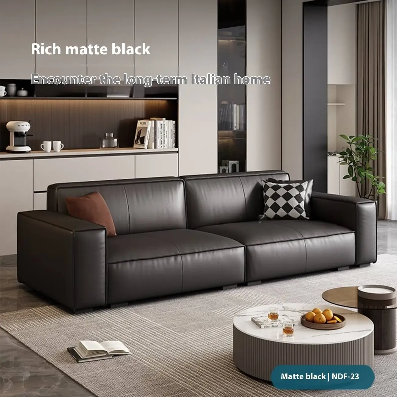 主图-06 Globe Furnishings - Italian-Style Minimalist Genuine Leather Sofa
