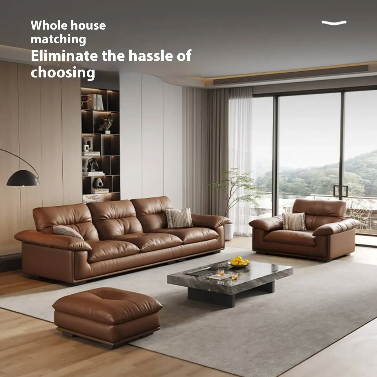 主图-06 Globe Furnishings - Modern Minimalist Italian Leather Sofa