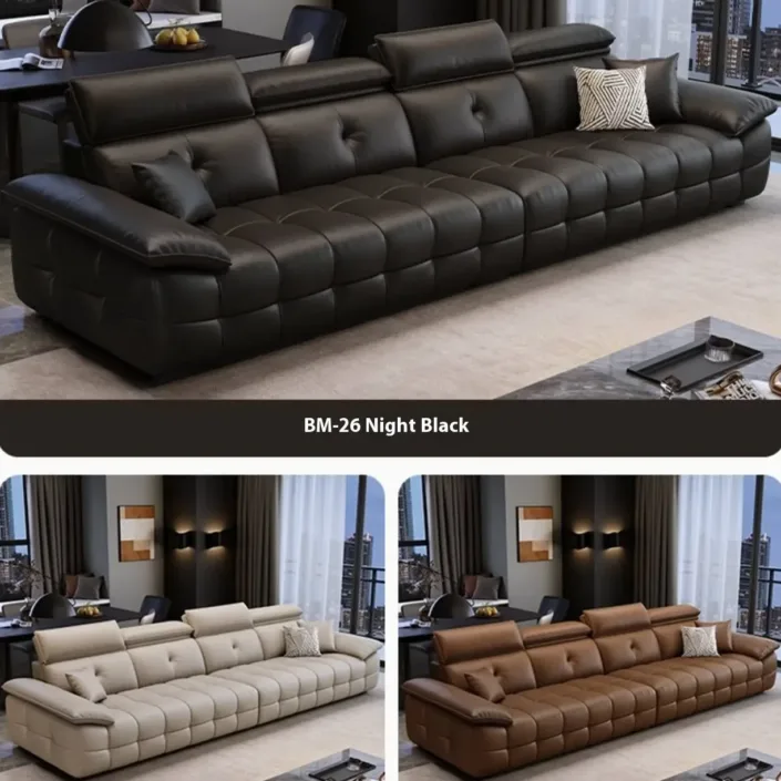 Globe Furnishings - Italian Luxury Piano Key High-Back Leather Sofa Globe Furnishings - Italian Luxury Piano Key High-Back Leather Sofa