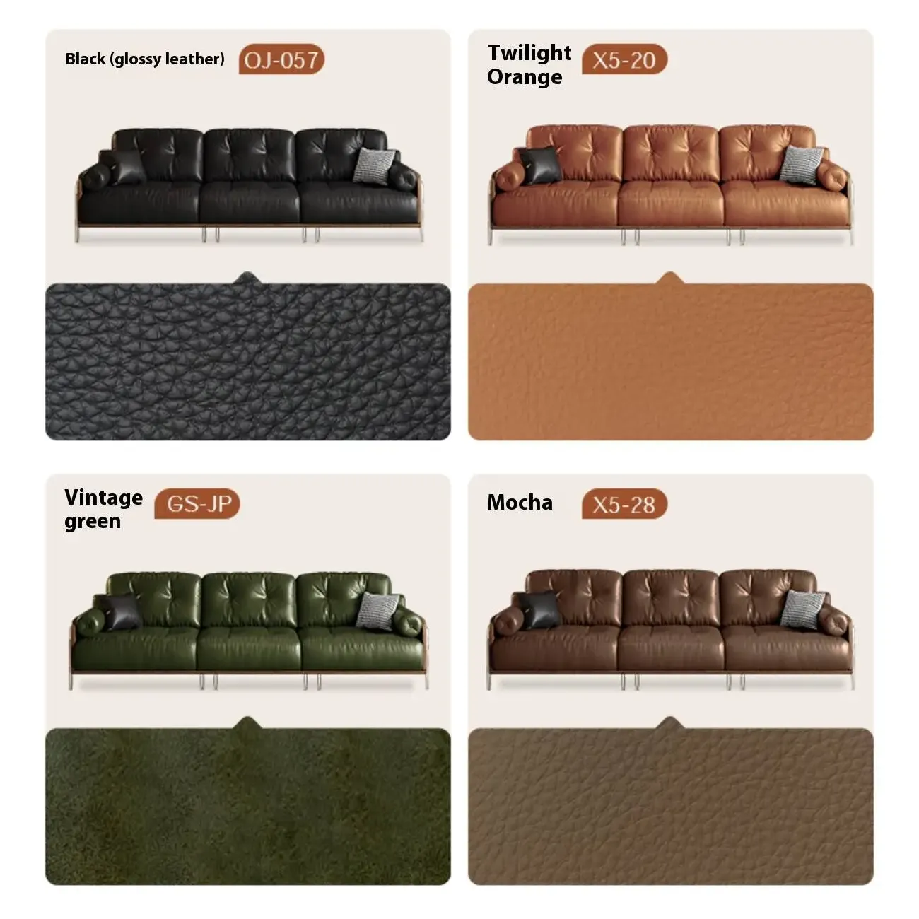 主图-06 Globe Furnishings - Retro-style minimalist genuine leather sofa