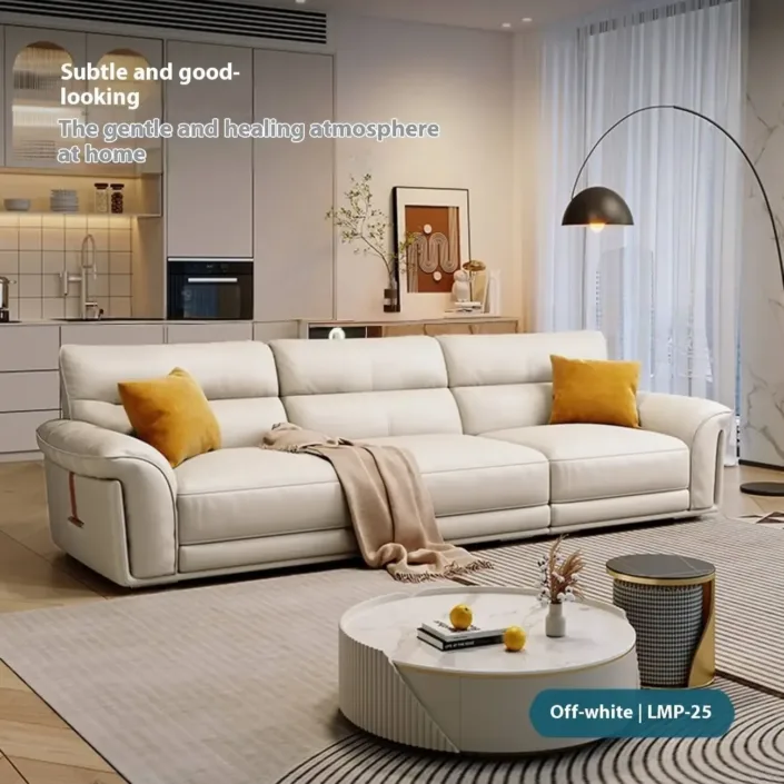 Globe Furnishings - Italian Minimalist Light Luxury Top-Grain Leather Sofa Globe Furnishings - Italian Minimalist Light Luxury Top-Grain Leather Sofa