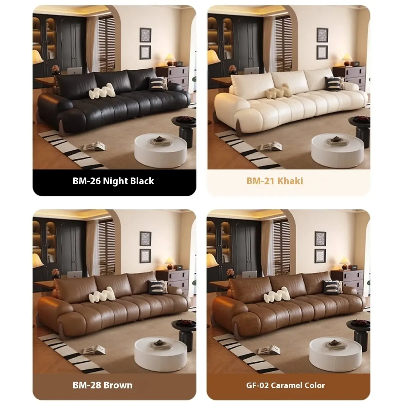 主图-06 Globe Furnishings - Simple curved genuine leather sofa