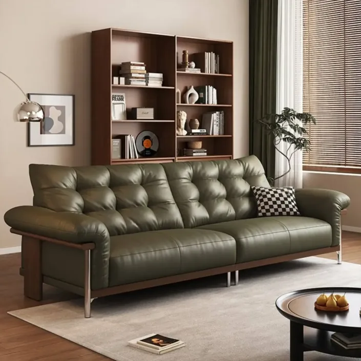Globe Furnishings - Top Grain Leather Vintage Straight Sofa Globe Furnishings - Top Grain Leather Vintage Straight Sofa