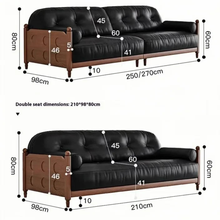 Globe Furnishings - American-style vintage top-grain leather straight sofa Globe Furnishings - American-style vintage top-grain leather straight sofa