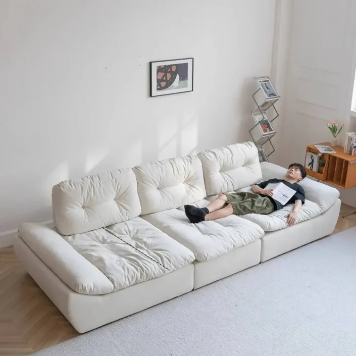 Globe Furnishings - Extendable Cloud-Patterned Cat-Scratch-Resistant Fabric Sofa Globe Furnishings - Extendable Cloud-Patterned Cat-Scratch-Resistant Fabric Sofa