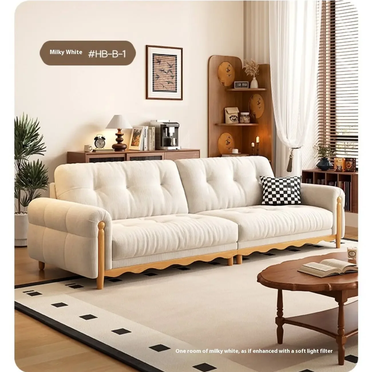 主图-07 Globe Furnishings - Solid Wood Mid-Century Straight-Back Chenille Sofa