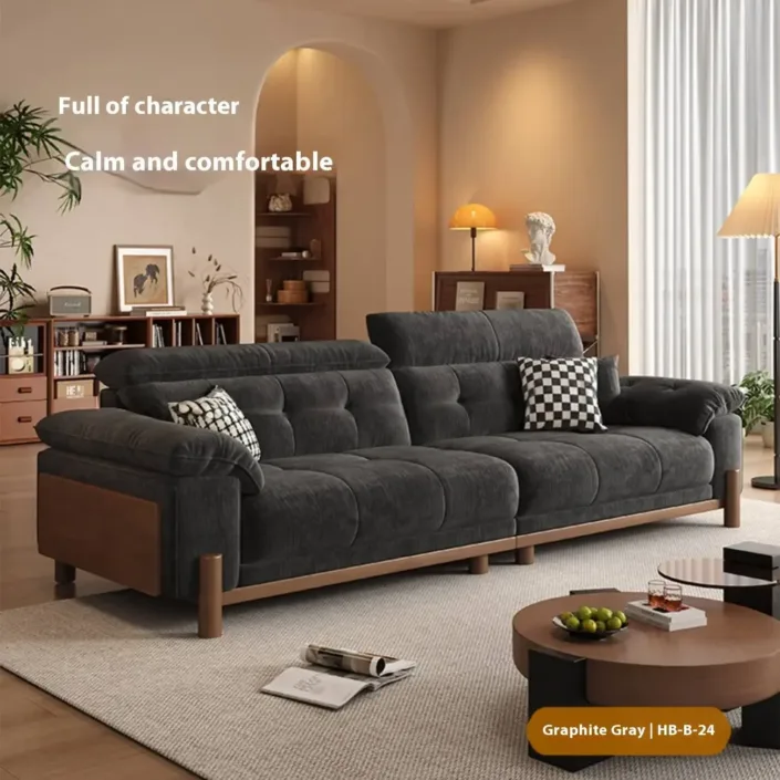 Globe Furnishings - Vintage-Style Solid Wood Sofa with Removable Fabric Covers Globe Furnishings - Vintage-Style Solid Wood Sofa with Removable Fabric Covers