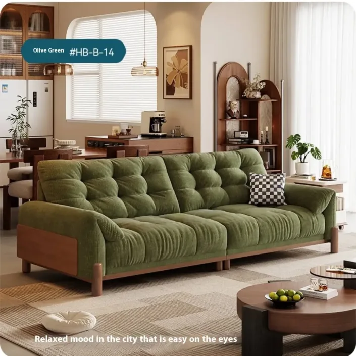 Globe Furnishings - Vintage-Style Solid Wood Cloud-Pattern Upholstered Sofa Globe Furnishings - Vintage-Style Solid Wood Cloud-Pattern Upholstered Sofa