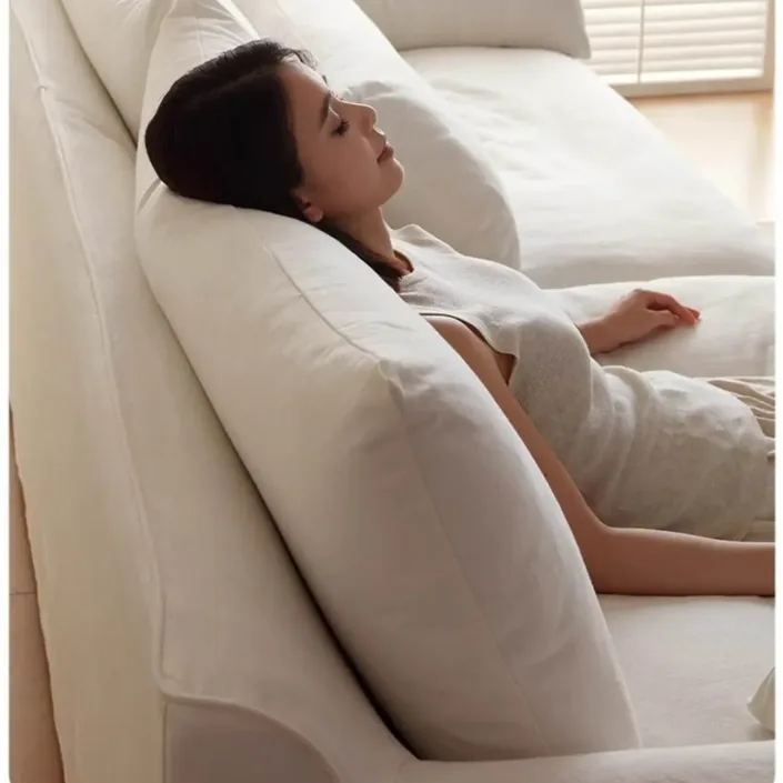 Globe Furnishings - Removable and Washable French Cream Style Straight Cotton-Linen Sofa Globe Furnishings - Removable and Washable French Cream Style Straight Cotton-Linen Sofa