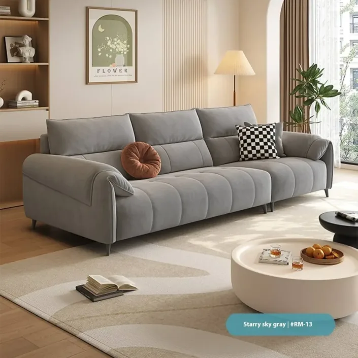 Globe Furnishings - New Cream-Style Light Luxury Linear Fabric Sofa Globe Furnishings - New Cream-Style Light Luxury Linear Fabric Sofa