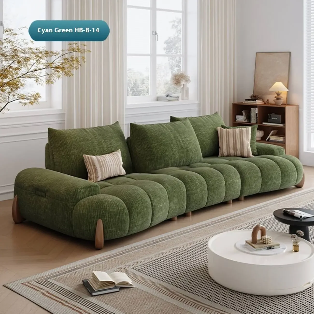 主图-07 Globe Furnishings - New Adjustable Deep-Seat Linear Fabric Sofa