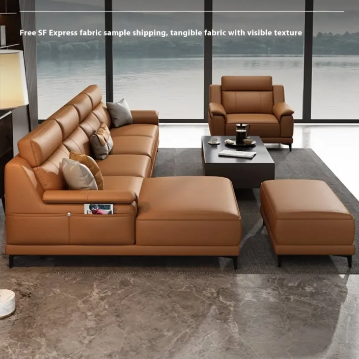 Globe Furnishings - Italian Minimalist Top-Grain Leather Chaise Corner Sofa Globe Furnishings - Italian Minimalist Top-Grain Leather Chaise Corner Sofa