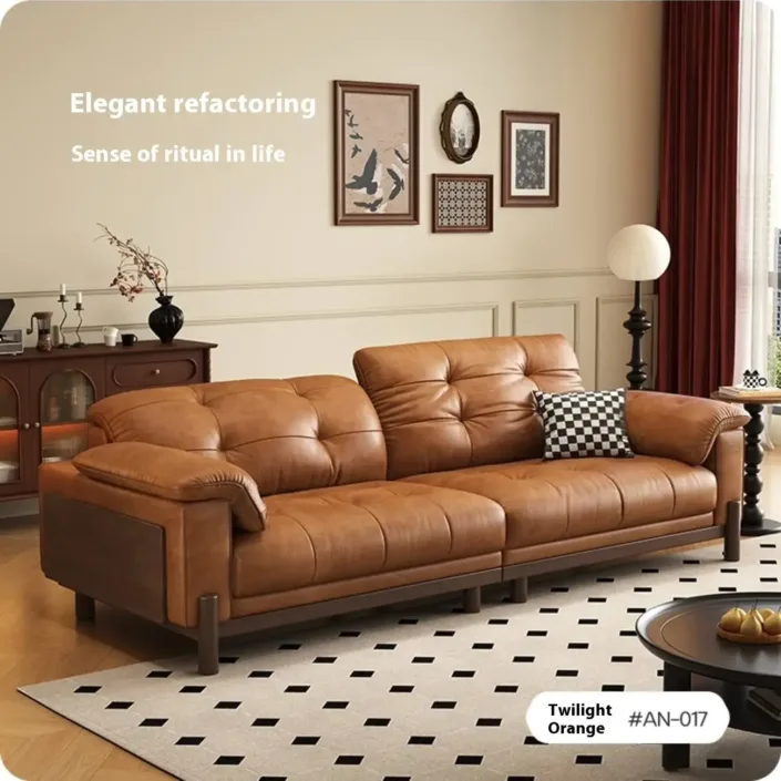 Globe Furnishings - Oil-Waxed Leather Mid-Century Vintage Top-Grain Leather Sofa Globe Furnishings - Oil-Waxed Leather Mid-Century Vintage Top-Grain Leather Sofa
