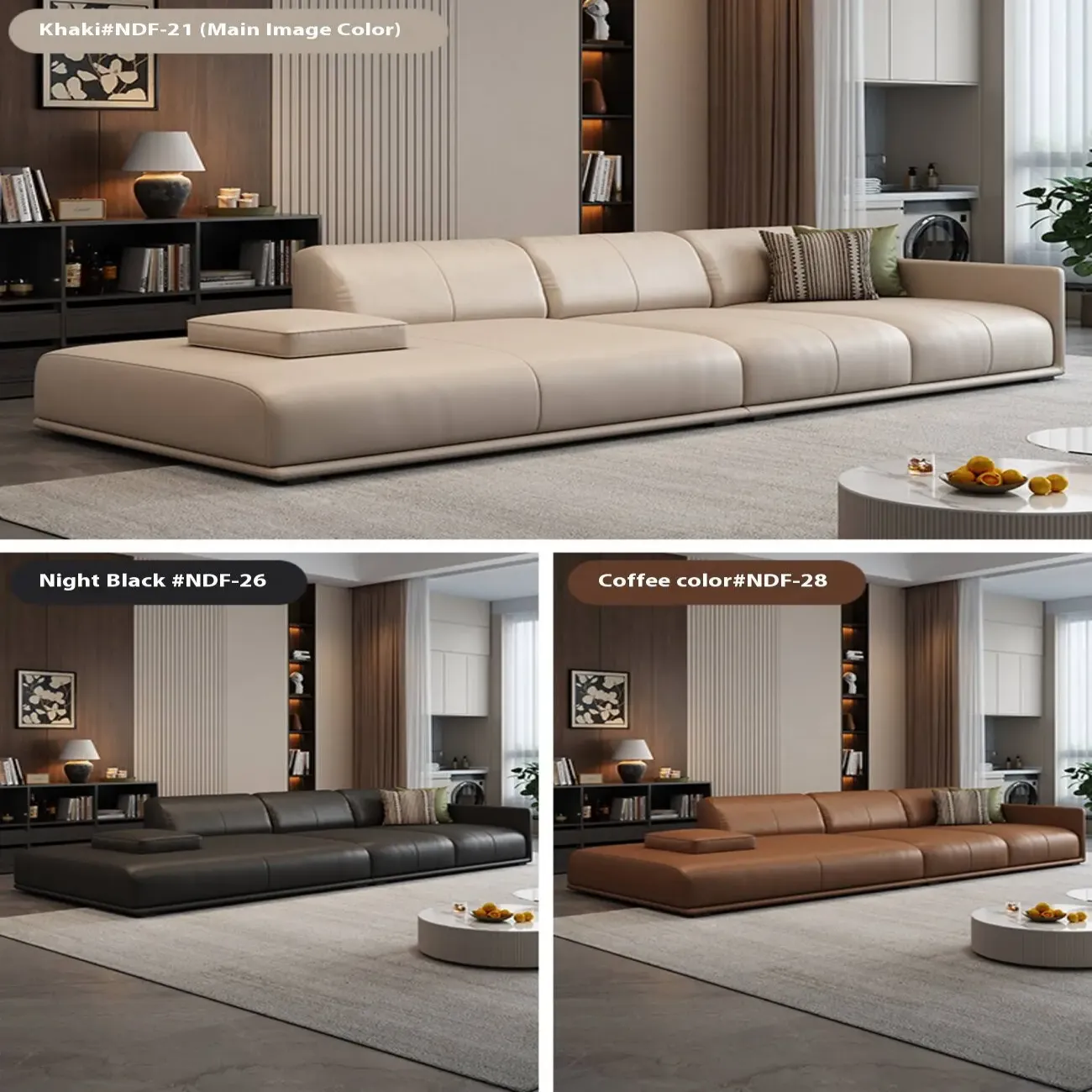 主图-07 Globe Furnishings - Module cream-colored top-grain leather sofa