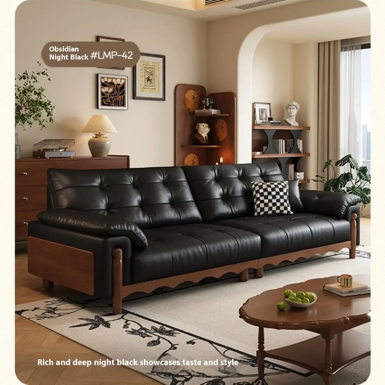 主图-07 Globe Furnishings - Italian Minimalist Mid-Century Cloud Leather Sofa