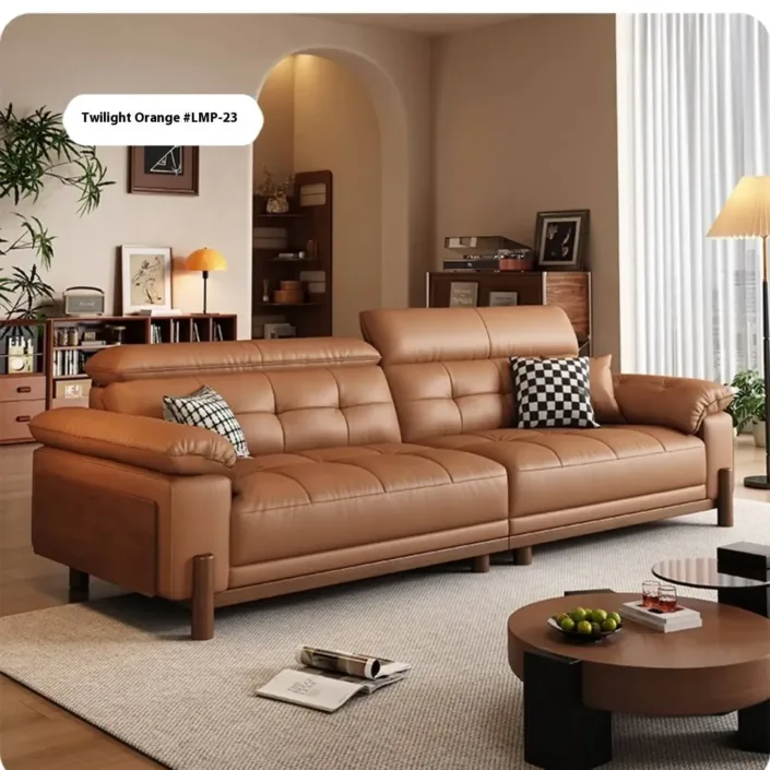 Globe Furnishings - Vintage Solid Wood Top-Grain Leather Sofa Globe Furnishings - Vintage Solid Wood Top-Grain Leather Sofa