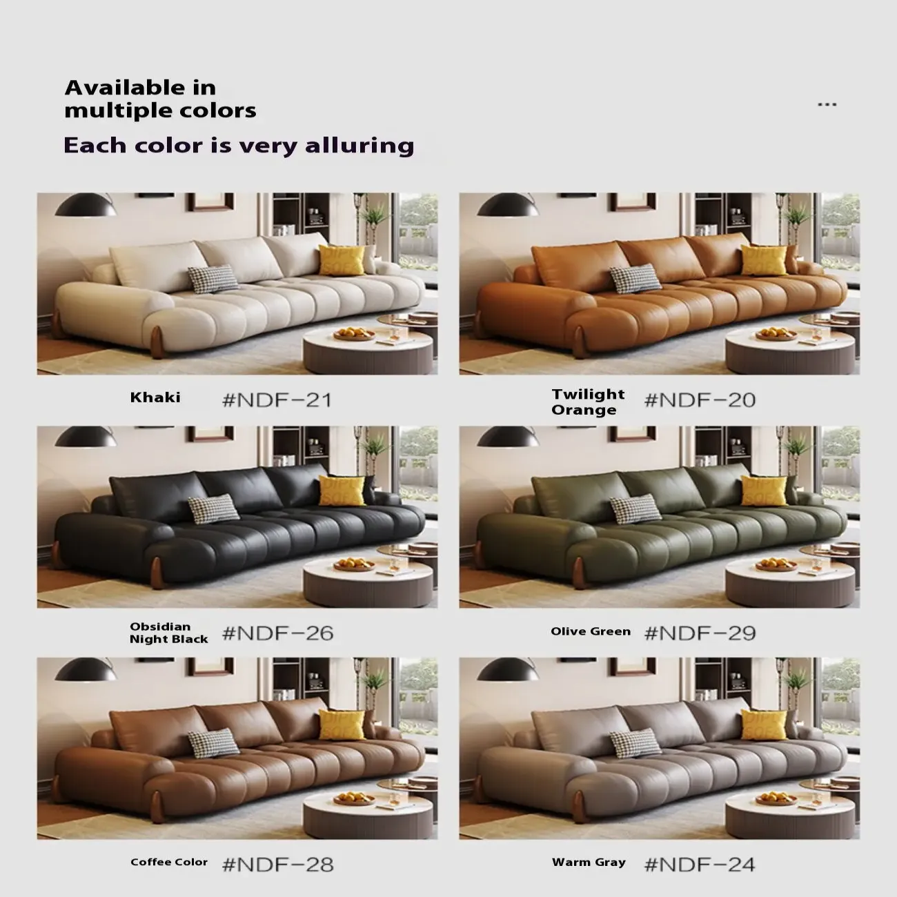 主图-07 Globe Furnishings - New Extra Deep Seat Piano Key Leather Sofa