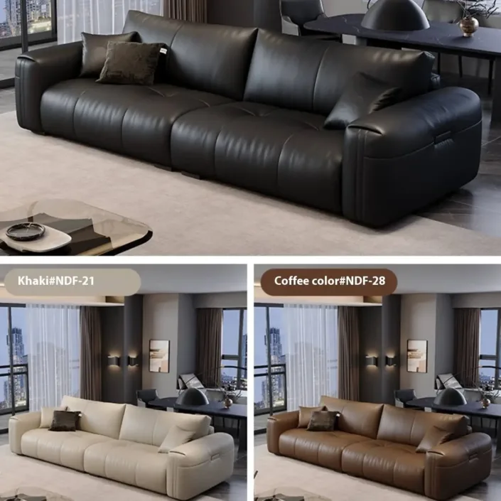Globe Furnishings - Minimalist Comfort Cloud Leather Sofa Globe Furnishings - Minimalist Comfort Cloud Leather Sofa