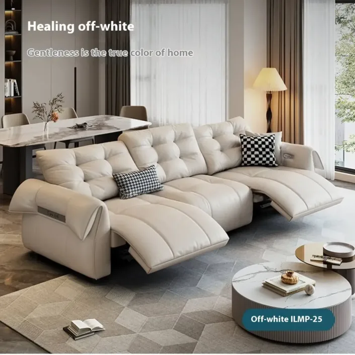 Globe Furnishings - Italian Swan Zero Wall Electric Function Leather Sofa