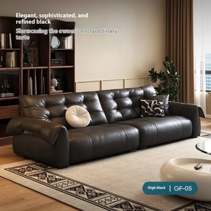 Globe Furnishings - Oil Wax Leather Extra Deep Seat Straight Row Swan Leather Sofa Globe Furnishings - Oil Wax Leather Extra Deep Seat Straight Row Swan Leather Sofa