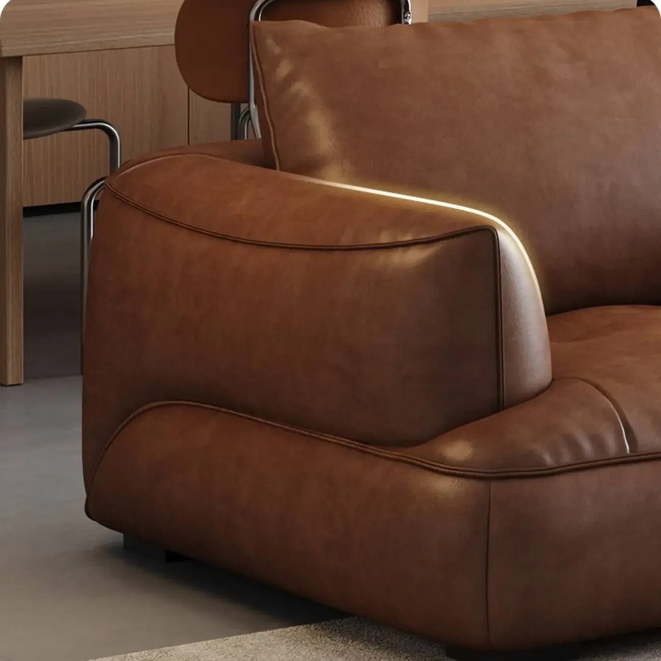主图-07 Globe Furnishings - Italian Creative Shaped Leather Chaise Lounge Sofa