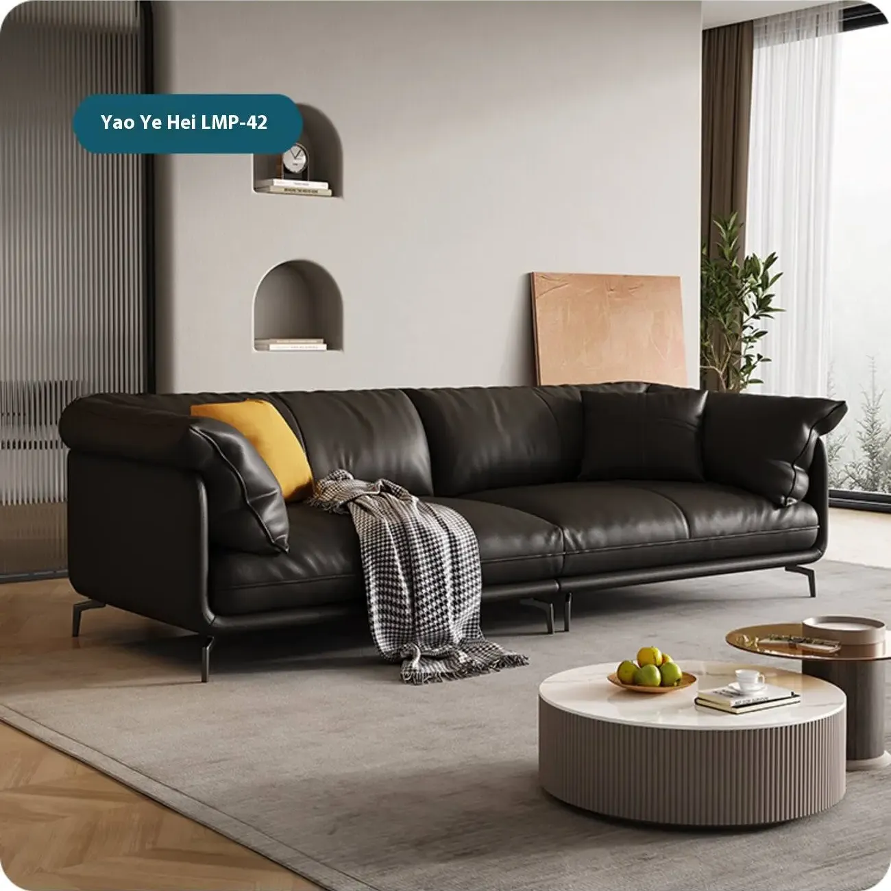 主图-07 Globe Furnishings - Italian Luxury Scandinavian Leather Sofa