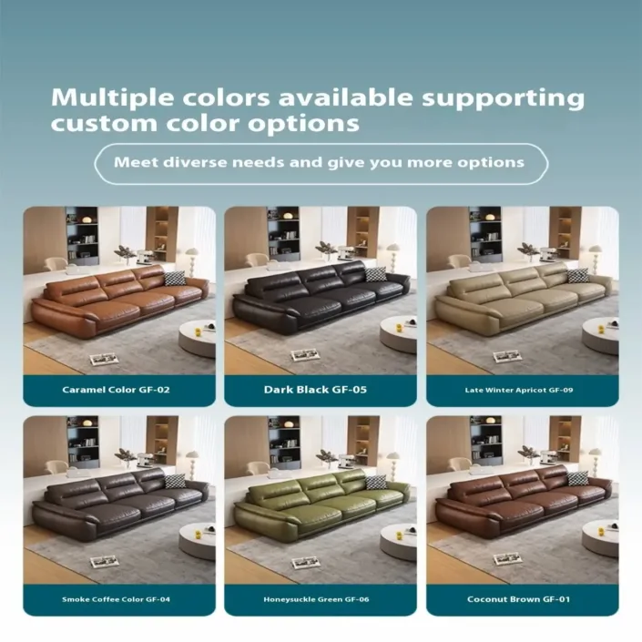Globe Furnishings - Oil-wax leather retro-style modern American straight sofa Globe Furnishings - Oil-wax leather retro-style modern American straight sofa
