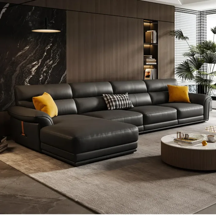 Globe Furnishings - Italian minimalist light luxury top-grain leather sofa Globe Furnishings - Italian minimalist light luxury top-grain leather sofa