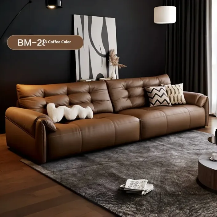 Globe Furnishings - Modern Minimalist Italian Top-Grain Leather Sofa Globe Furnishings - Modern Minimalist Italian Top-Grain Leather Sofa