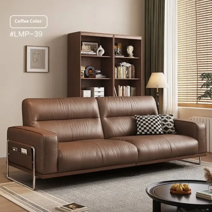 Globe Furnishings - Solid Wood Italian Vintage New Leather Sofa Globe Furnishings - Solid Wood Italian Vintage New Leather Sofa