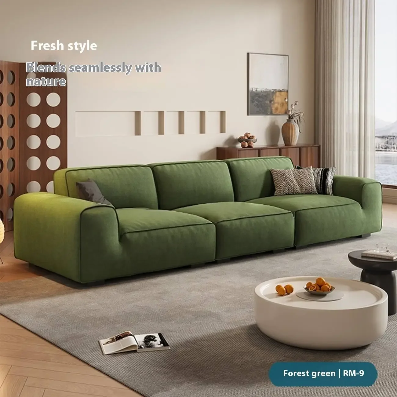 主图-08 Globe Furnishings - Big Black Bull Italian-Style Living Room Straight-Back Sofa