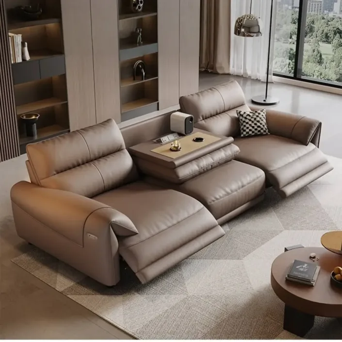 Globe Furnishings - Multifunctional Cup Holder Leather Sofa Globe Furnishings - Multifunctional Cup Holder Leather Sofa