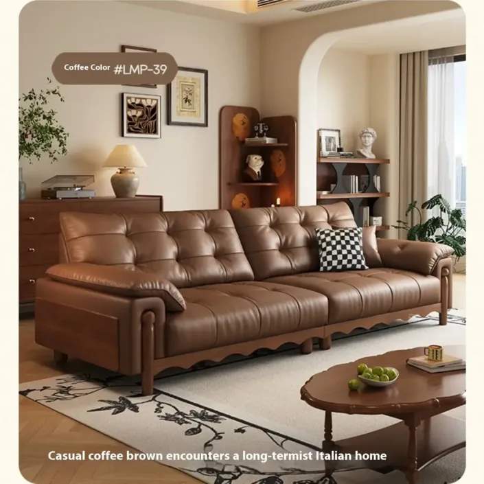 Globe Furnishings - Italian Minimalist Mid-Century Cloud Leather Sofa Globe Furnishings - Italian Minimalist Mid-Century Cloud Leather Sofa