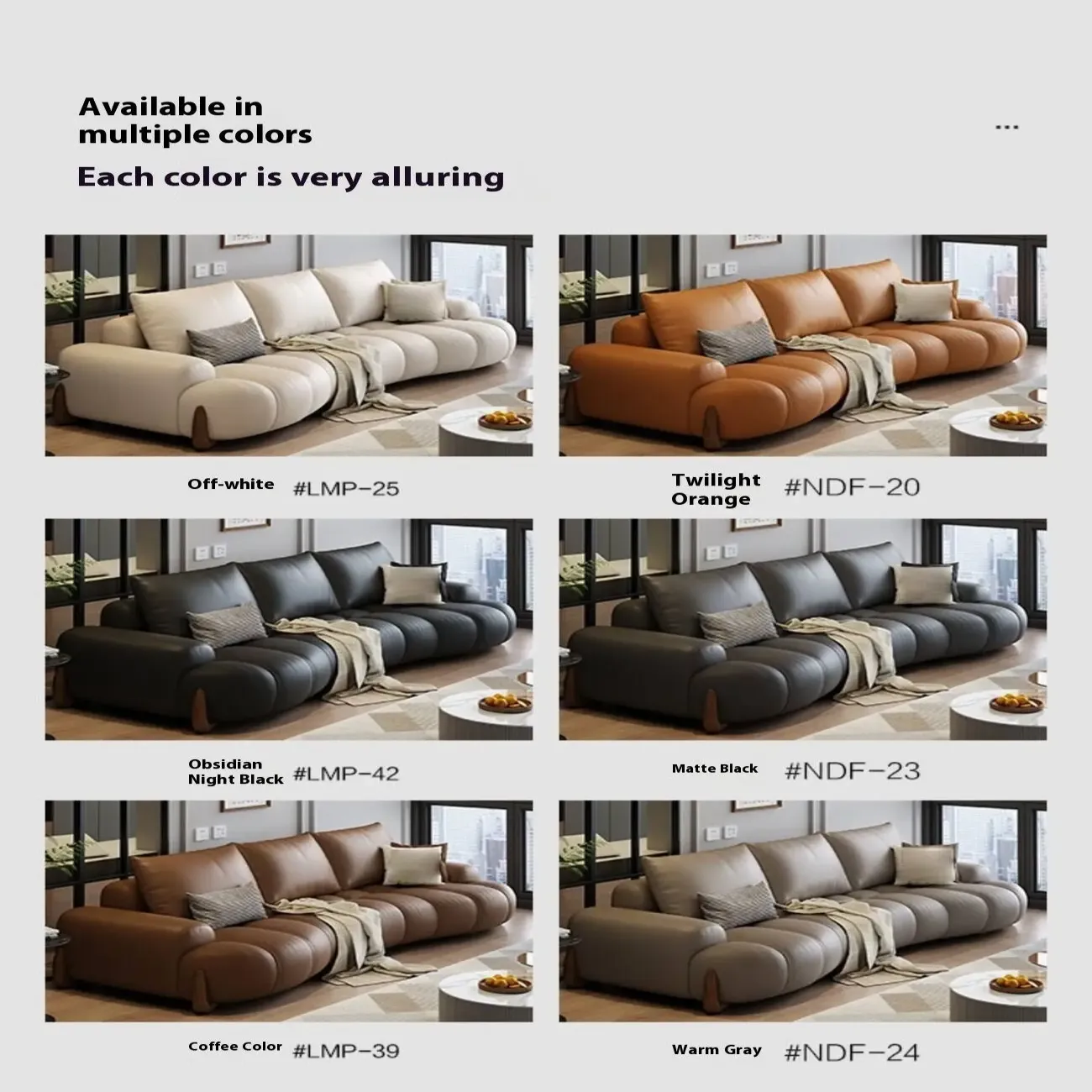 主图-08 Globe Furnishings - Italian Curved Cream-Colored Leather Sofa