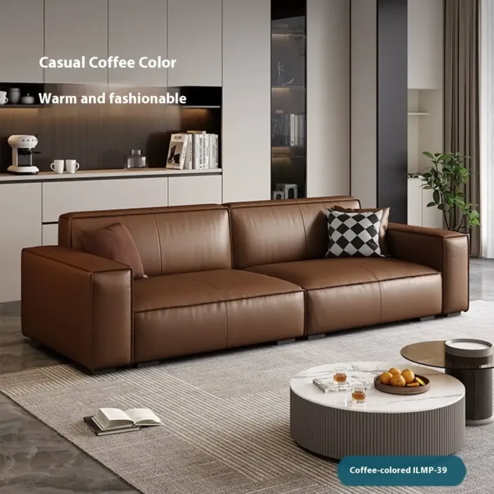 Globe Furnishings - Italian-Style Minimalist Genuine Leather Sofa Globe Furnishings - Italian-Style Minimalist Genuine Leather Sofa