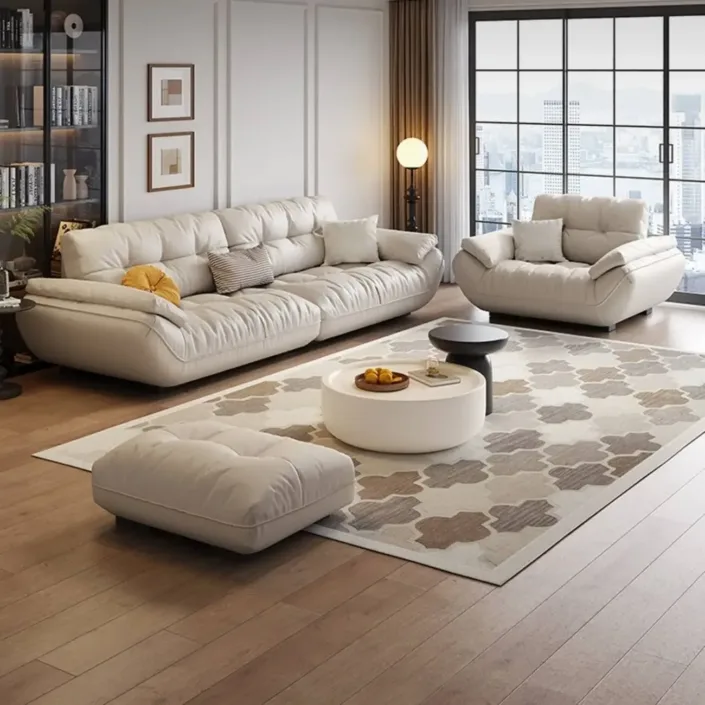 Globe Furnishings - Luxury-inspired modern beige leather sofa Globe Furnishings - Luxury-inspired modern beige leather sofa