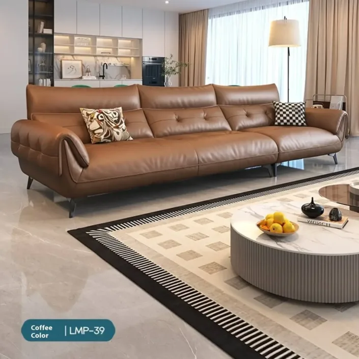 Globe Furnishings - Compact-style straight-back leather sofa Globe Furnishings - Compact-style straight-back leather sofa