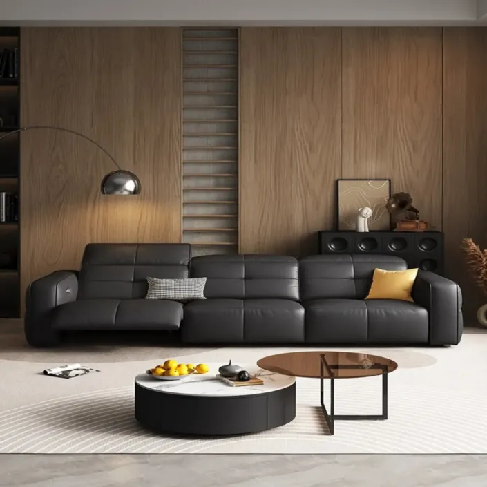 Italian Minimalist Genuine Leather Functional Sofa