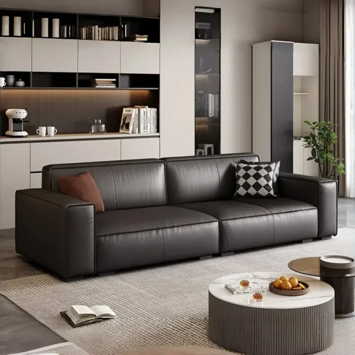 Italian-Style Minimalist Genuine Leather Sofa