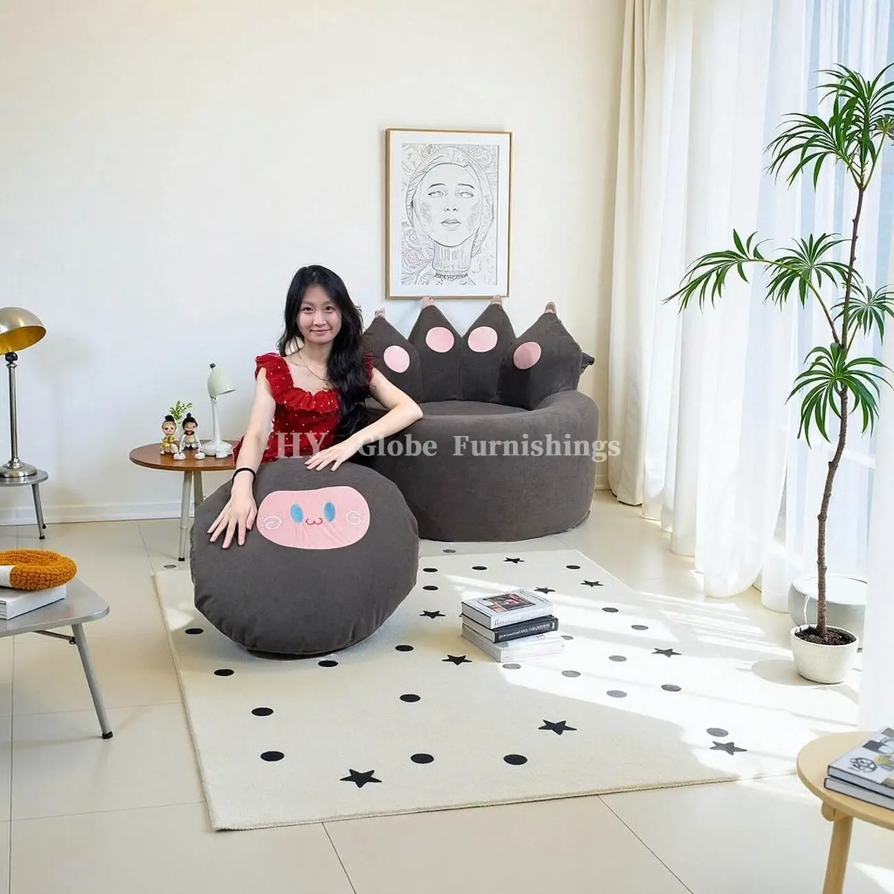 Globe Furnishings - Monster Cute Claw Compressed Sofa 奶油家居_33732932_1