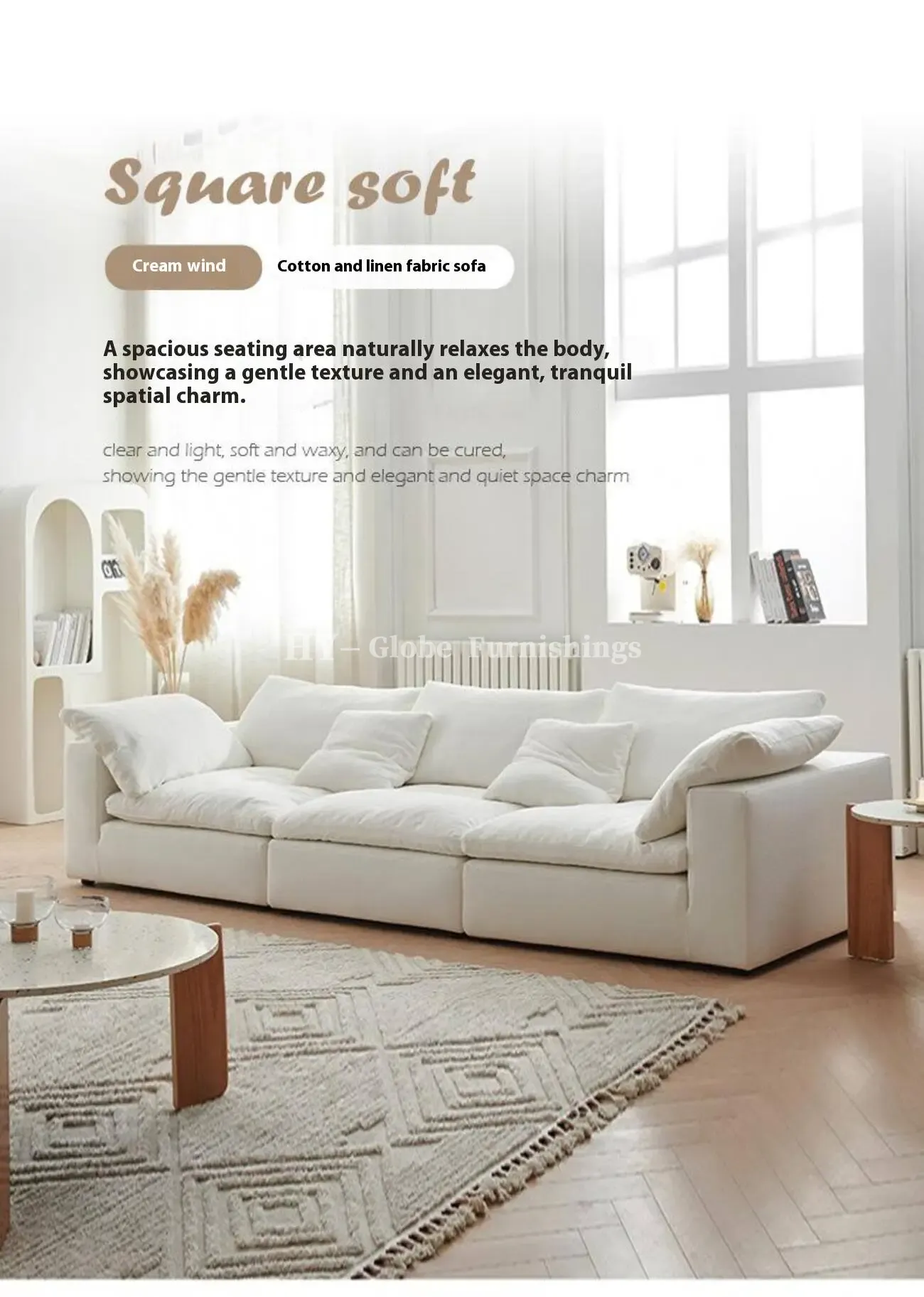 Globe Furnishings - Cloud French Cream-Style Compression Sofa