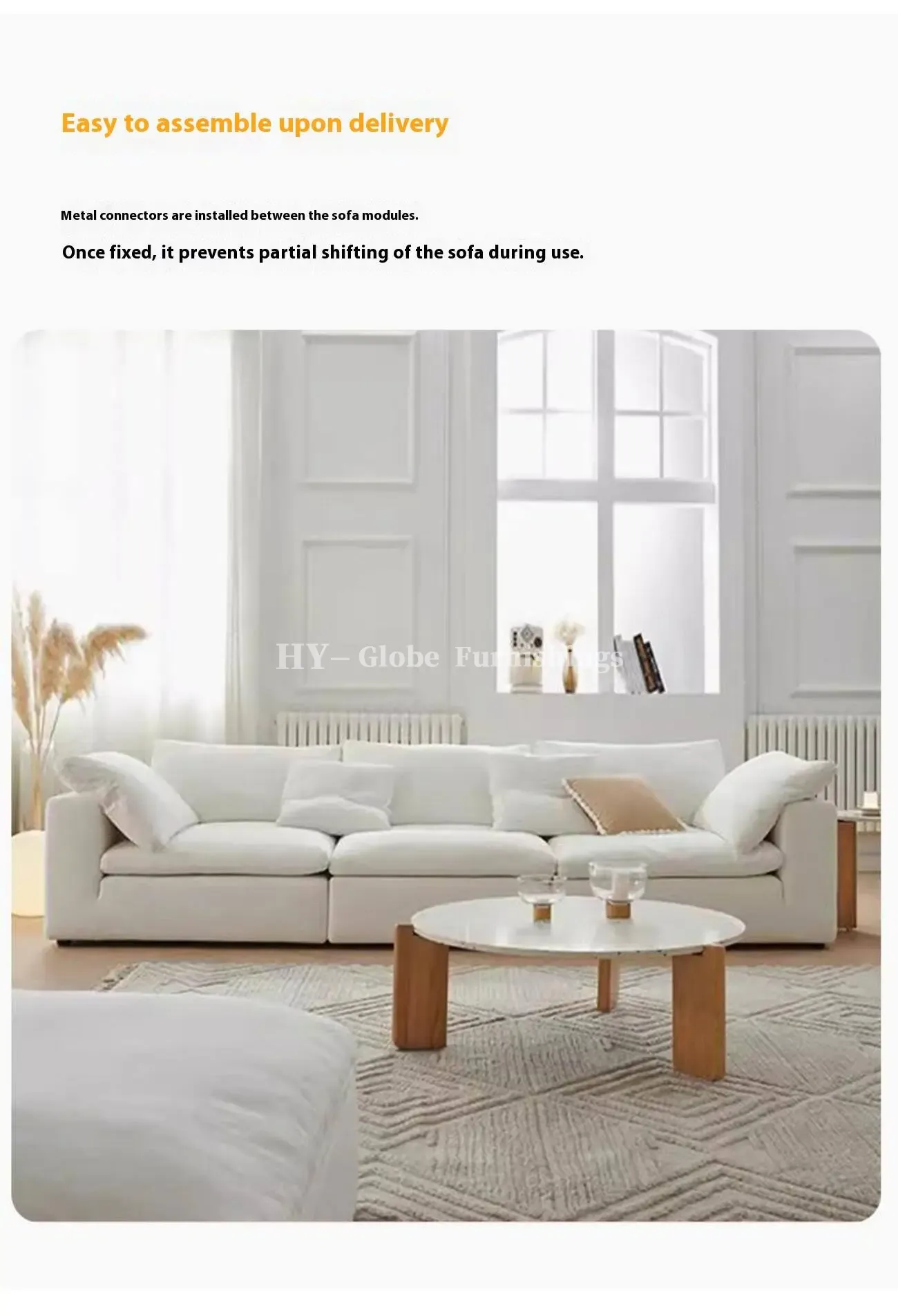 Globe Furnishings - Cloud French Cream-Style Compression Sofa