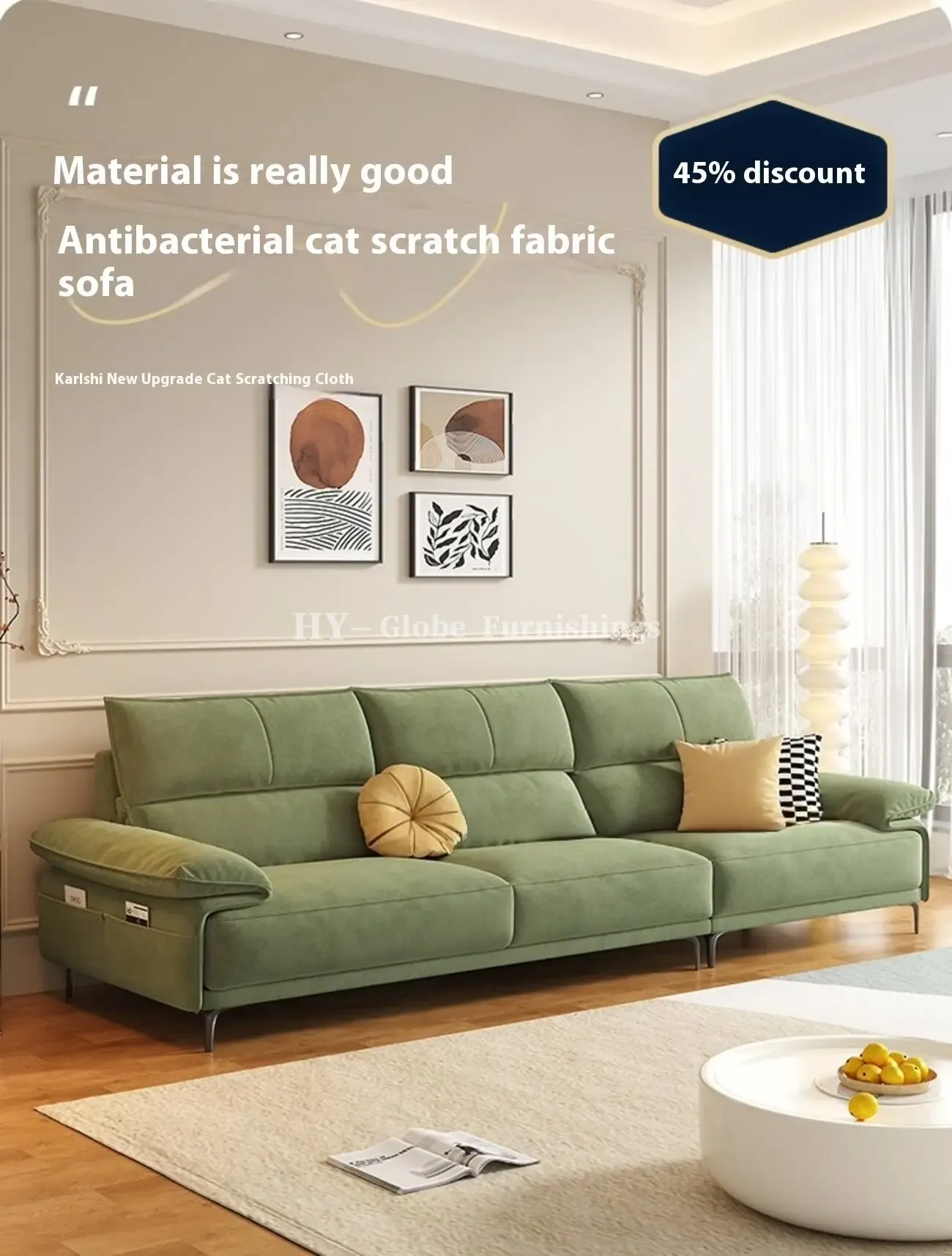 Globe Furnishings - Modular Creamy Style Tech Fabric Sofa