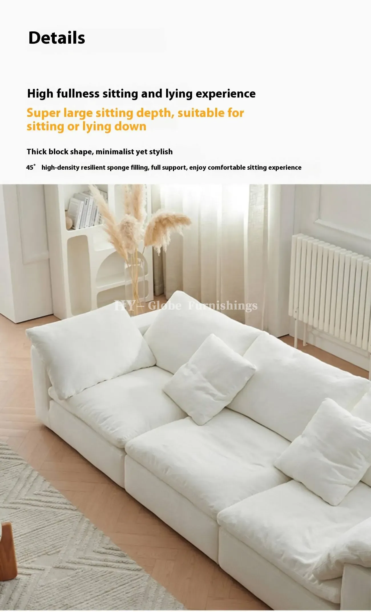 Globe Furnishings - Cloud French Cream-Style Compression Sofa